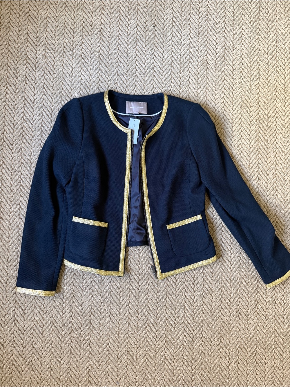 NWT Banana Republic Navy Jacket with Gold Trim